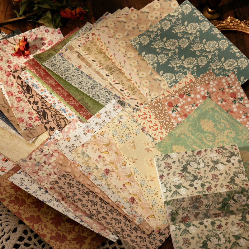 Ink Blotter Paper - 100 แผ่น Vintage INS ดอกไม้รูปแบบวัสดุกระดาษเขียนได้ตกแต่งไดอารี่ Scrapbooking