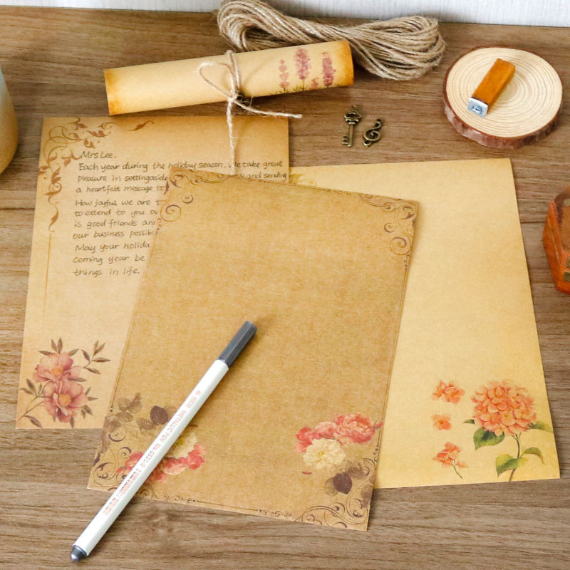 Ink Blotter Paper - 16 ชิ้น Vintage กระดาษเขียนเก่า Parchment ออกแบบกระดาษคราฟท์สําหรับคําเชิญของขวัญตกแต่ง